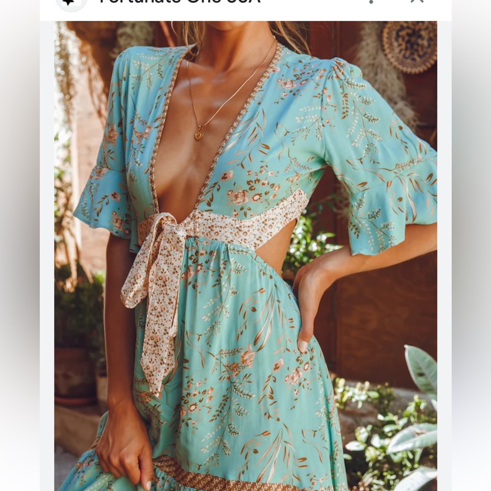 BellanBlue Teal Floral Mini Dress Size Small